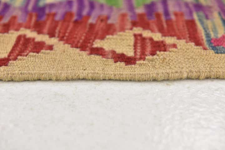 3' 4 x 6' 3 Hand Woven Kilim Maymana Wool Runner Rug