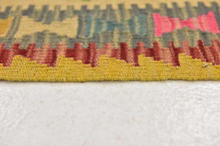 95cm x 195cm Handgewebt Kilim Maymana Wolle Läufer Teppich