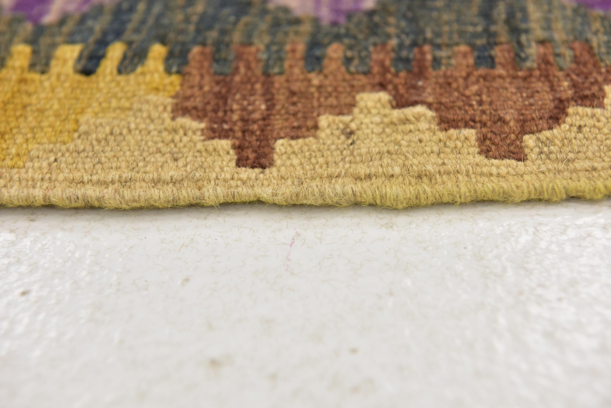 3' 4 x 6' 2 Hand Woven Kilim Maymana Wool Runner Rug