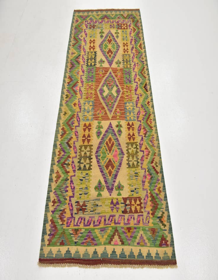 Detail image of 3' 4 x 6' 7  Hand Woven Kilim Maymana Wool Runner Rug