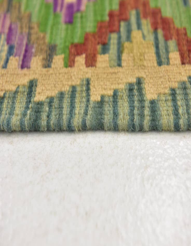 Detail image of 3' 4 x 6' 7  Hand Woven Kilim Maymana Wool Runner Rug