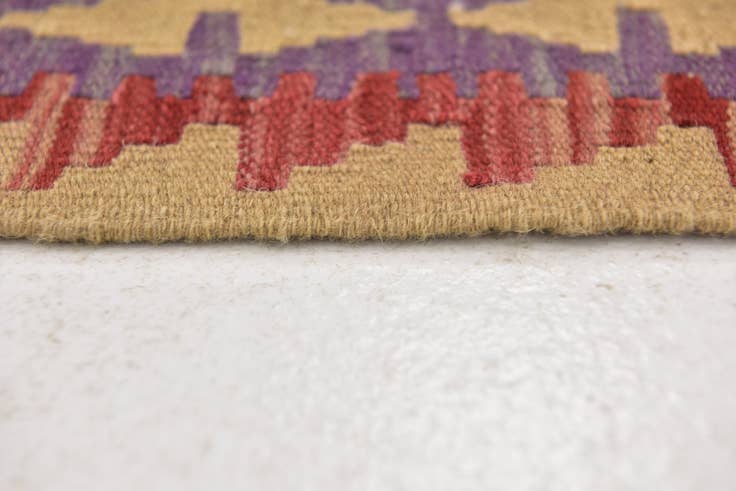 Detail image of 2' 4 x 6' 8 Hand Woven Kilim Maymana Wool Runner Rug