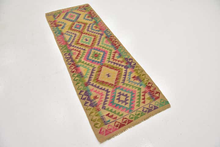 2' 3 x 6' 5 Hand Woven Kilim Maymana Wool Runner Rug