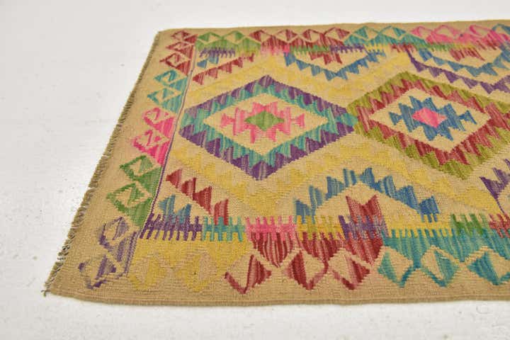 2' 3 x 6' 5 Hand Woven Kilim Maymana Wool Runner Rug