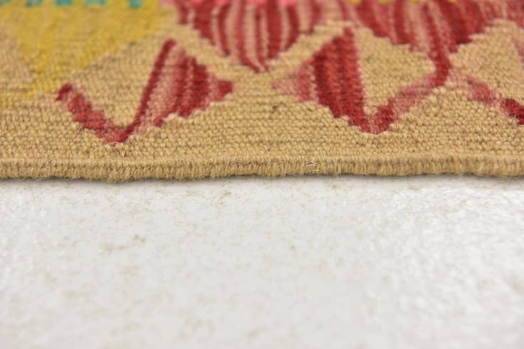 Detail image of 2' 3 x 6' 5 Hand Woven Kilim Maymana Wool Runner Rug