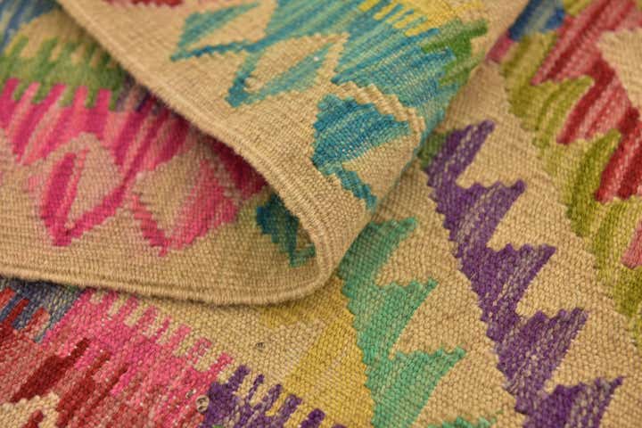2' 3 x 6' 5 Hand Woven Kilim Maymana Wool Runner Rug