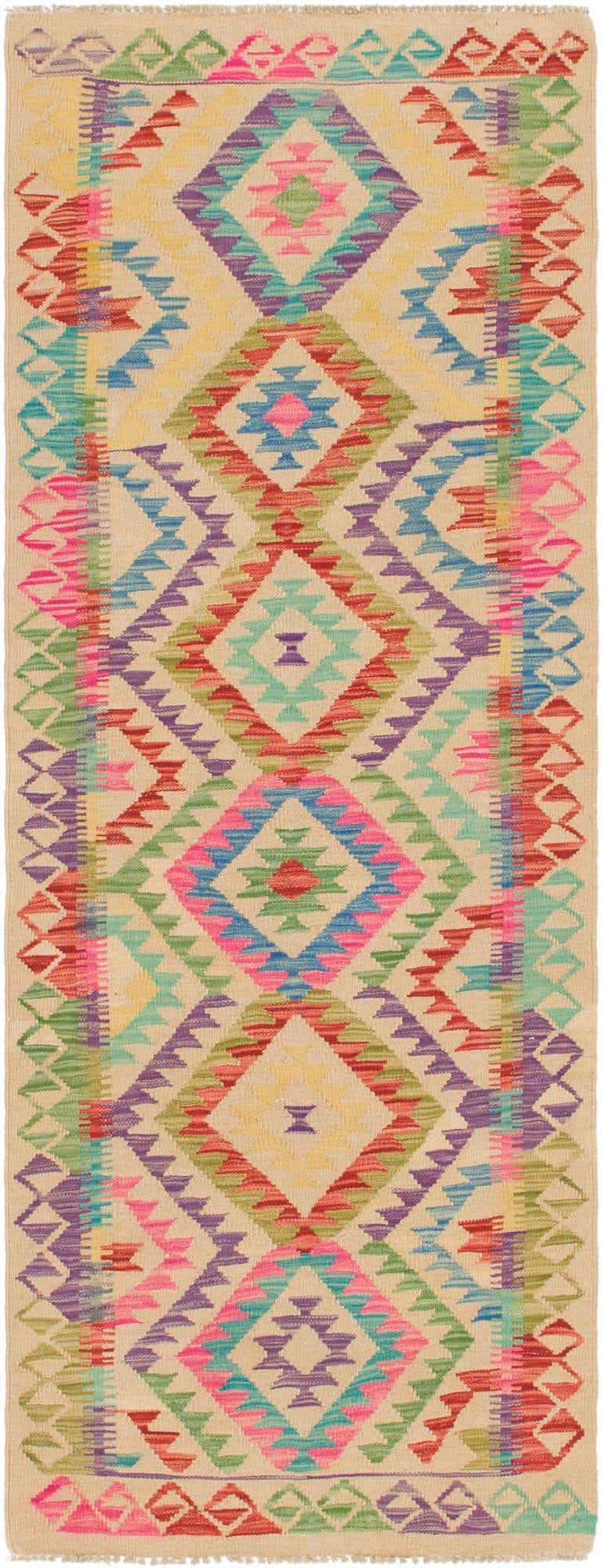 2' 3 x 6' 5 Hand Woven Kilim Maymana Wool Runner Rug