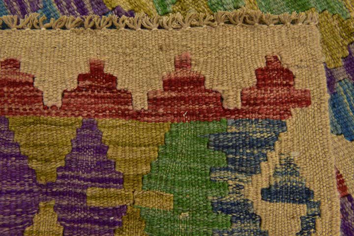 3' 3 x 6' 5 Hand Woven Kilim Maymana Wool Runner Rug