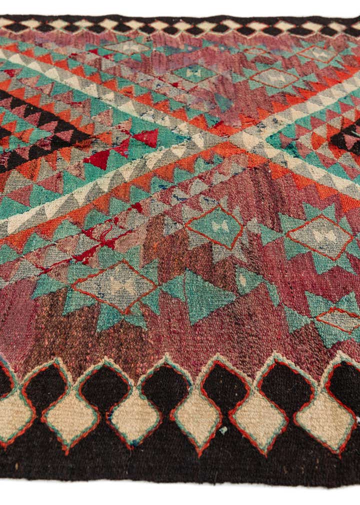 4' 4 x 9' 7 Hand Woven Kilim Maymana Runner Rug