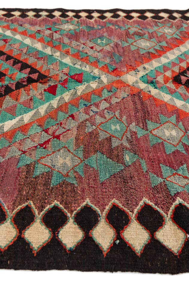 Detail image of 4' 4 x 9' 7 Hand Woven Kilim Maymana Runner Rug