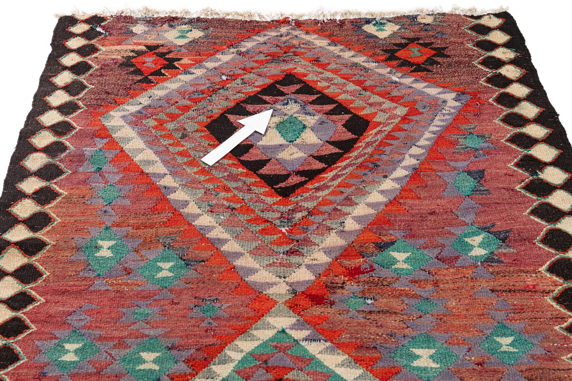 4' 4 x 9' 7 Hand Woven Kilim Maymana Runner Rug