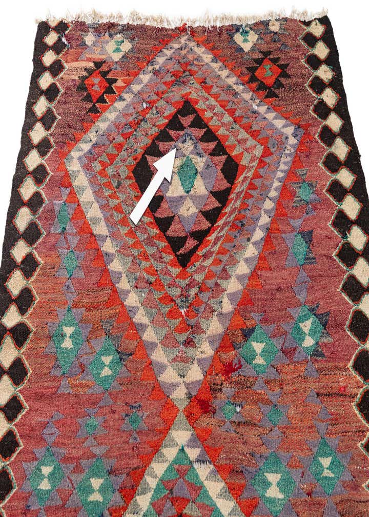 4' 4 x 9' 7 Hand Woven Kilim Maymana Runner Rug