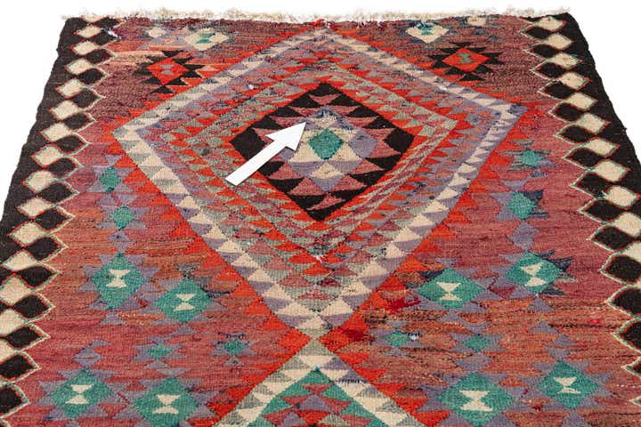 4' 4 x 9' 7 Hand Woven Kilim Maymana Runner Rug