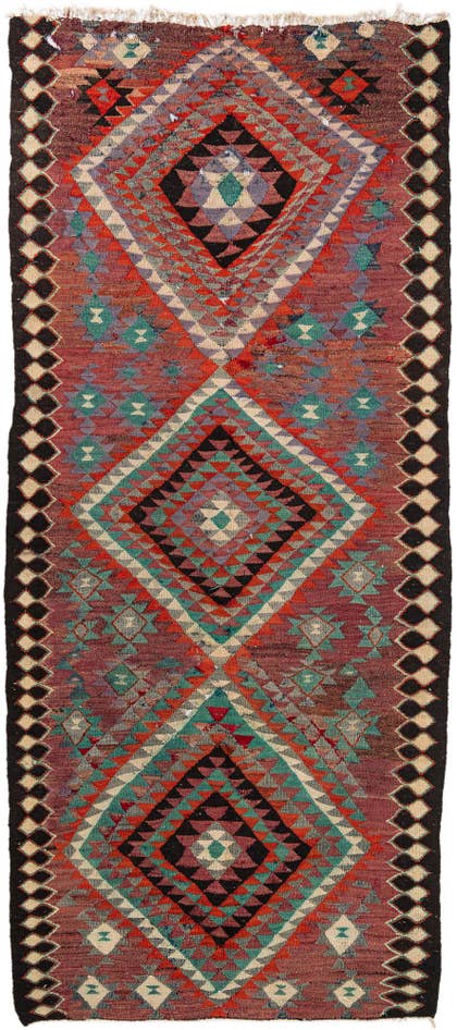 Detail image of 4' 4 x 9' 7 Hand Woven Kilim Maymana Runner Rug