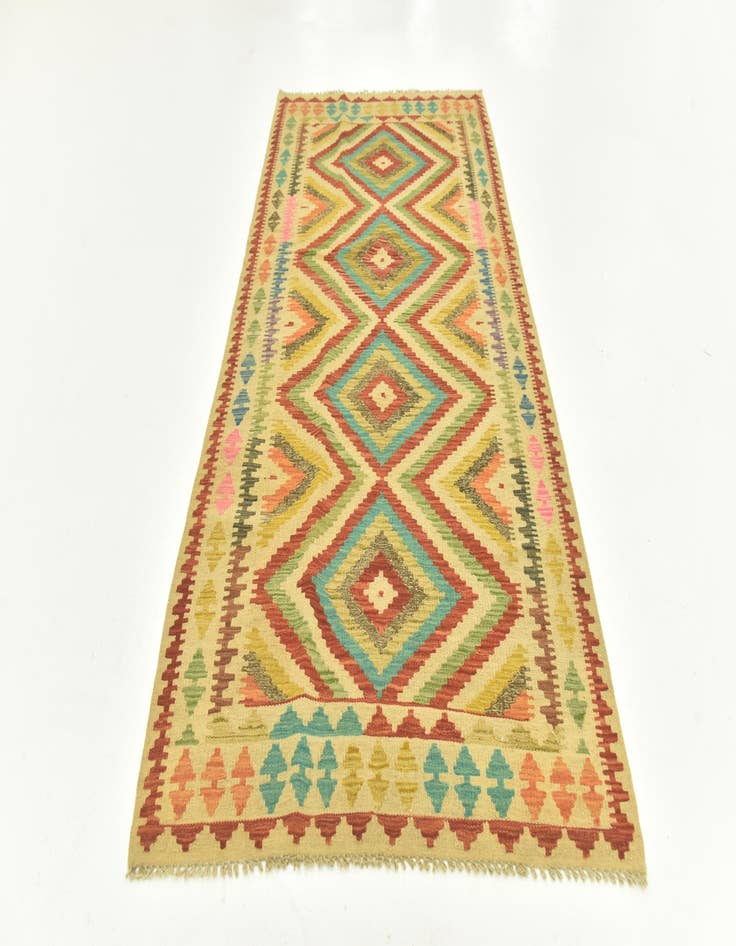 Detail image of 3' 3 x 6' 10  Hand Woven Kilim Maymana Wool Runner Rug