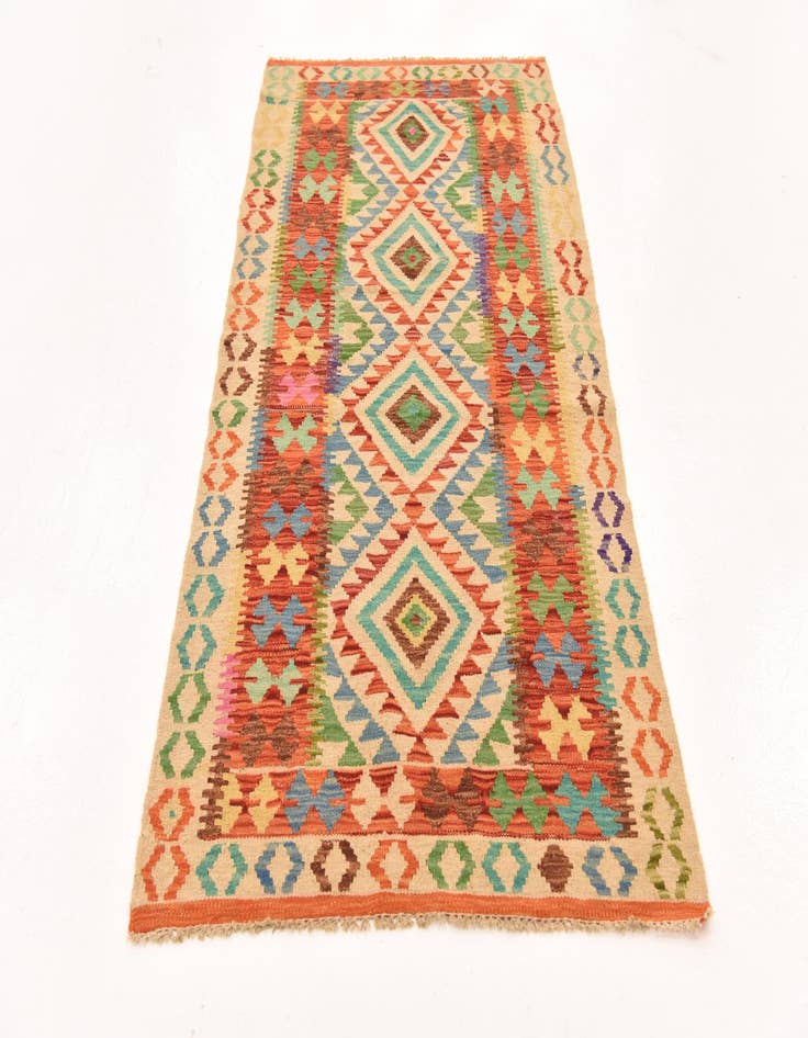 Detail image of 3' 3 x 6' 7  Hand Woven Kilim Maymana Wool Runner Rug