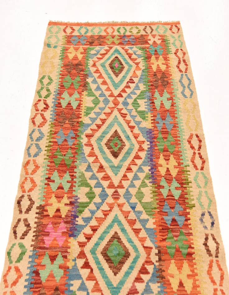 Detail image of 3' 3 x 6' 7  Hand Woven Kilim Maymana Wool Runner Rug