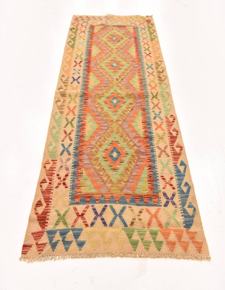 Detail image of 3' 5 x 6' 7  Hand Woven Kilim Maymana Wool Runner Rug