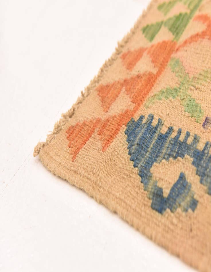 Detail image of 3' 5 x 6' 7  Hand Woven Kilim Maymana Wool Runner Rug