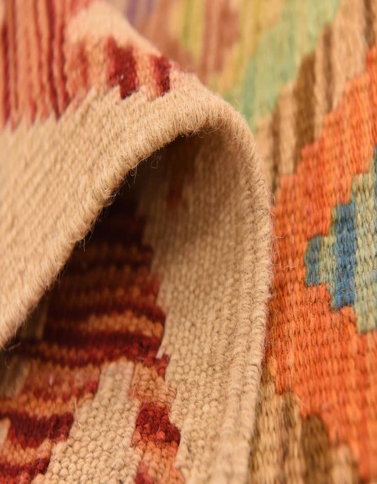Detail image of 3' 5 x 6' 7  Hand Woven Kilim Maymana Wool Runner Rug