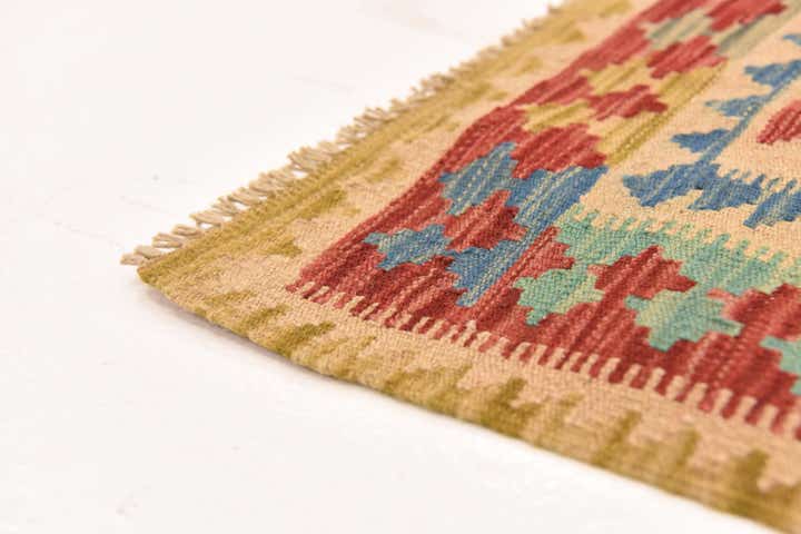 3' 5 x 6' 7 Hand Woven Kilim Maymana Wool Runner Rug