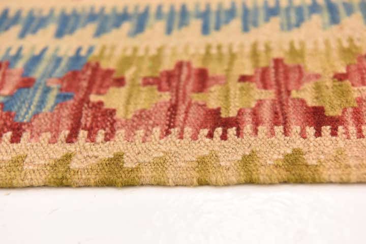 3' 5 x 6' 7 Hand Woven Kilim Maymana Wool Runner Rug