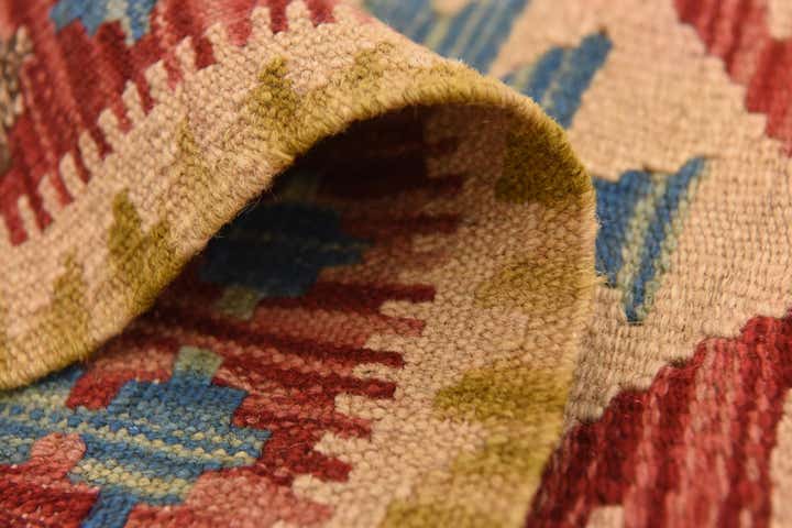 3' 5 x 6' 7 Hand Woven Kilim Maymana Wool Runner Rug