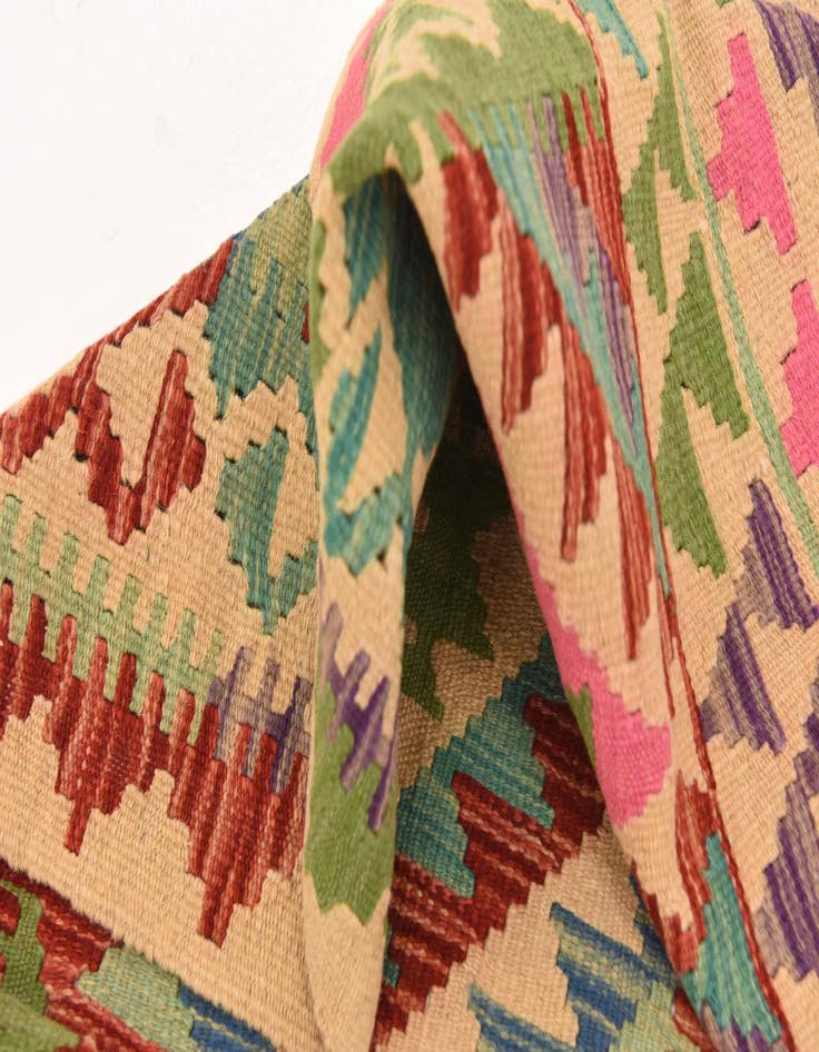Detail image of 2' 3 x 6' 5  Hand Woven Kilim Maymana Wool Runner Rug