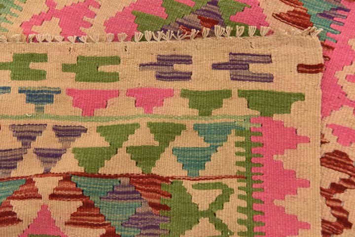 2' 3 x 6' 5 Hand Woven Kilim Maymana Wool Runner Rug