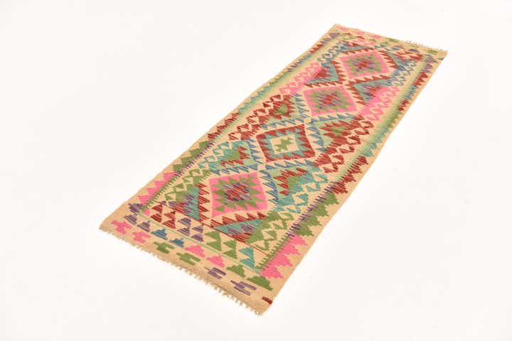 2' 3 x 6' 5 Hand Woven Kilim Maymana Wool Runner Rug