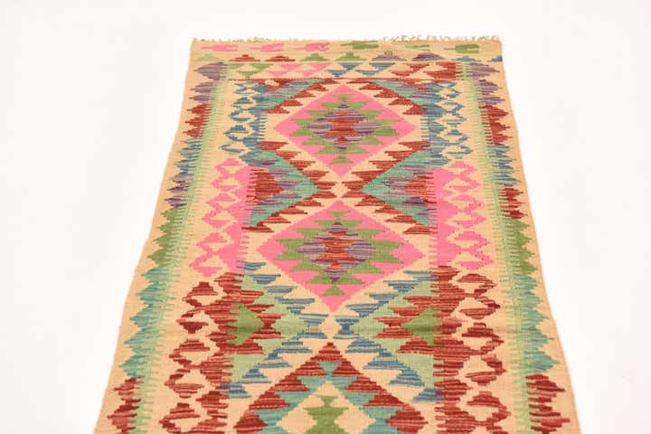 2' 3 x 6' 5 Hand Woven Kilim Maymana Wool Runner Rug