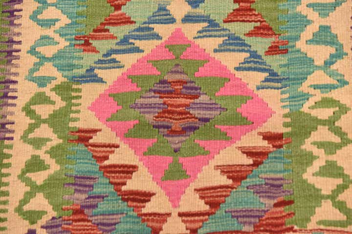 2' 3 x 6' 5 Hand Woven Kilim Maymana Wool Runner Rug