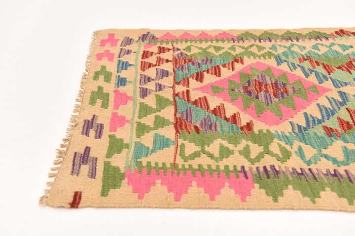 2' 3 x 6' 5 Hand Woven Kilim Maymana Wool Runner Rug