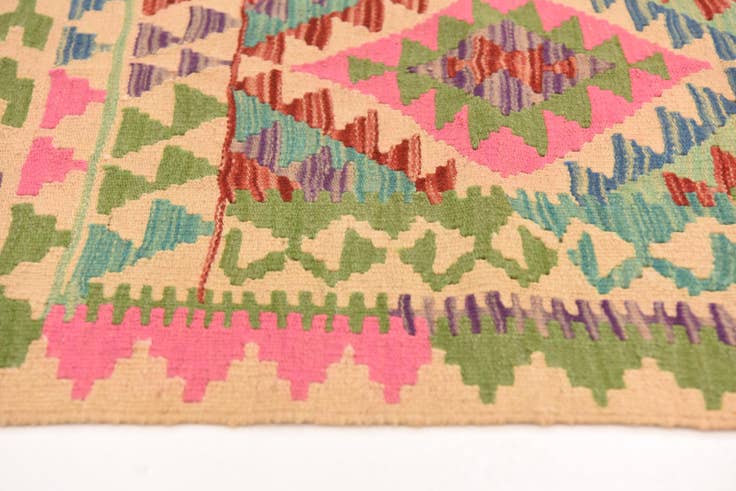 Detail image of 2' 3 x 6' 5 Hand Woven Kilim Maymana Wool Runner Rug