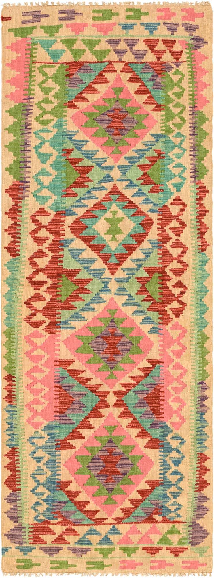 2' 3 x 6' 5 Hand Woven Kilim Maymana Wool Runner Rug