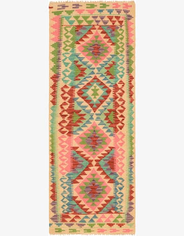 2' 3 x 6' 5 Hand Woven Kilim Maymana Wool Runner Rug