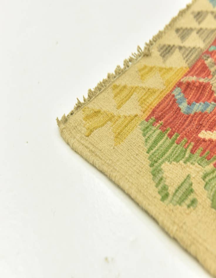 Detail image of 3' 5 x 6' 7  Hand Woven Kilim Maymana Wool Runner Rug