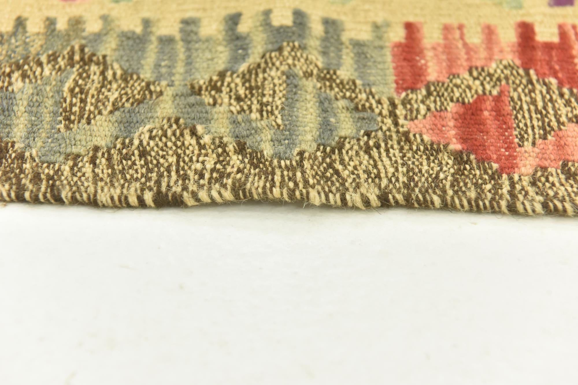 3' 4 x 6' 4 Hand Woven Kilim Maymana Wool Runner Rug