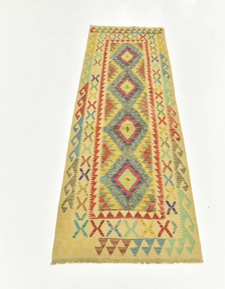 Detail image of 3' 4 x 6' 5  Hand Woven Kilim Maymana Wool Runner Rug