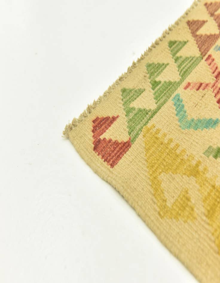 Detail image of 3' 4 x 6' 5  Hand Woven Kilim Maymana Wool Runner Rug