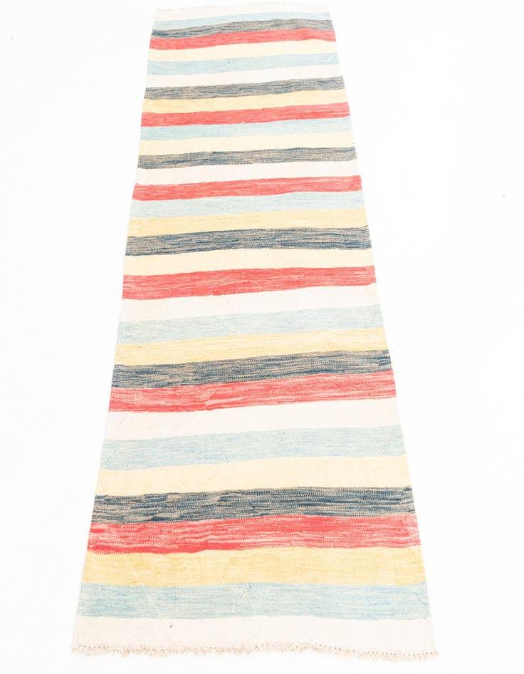 Detail image of 3' 2 x 6' 5  Hand Woven Kilim Maymana Wool Runner Rug