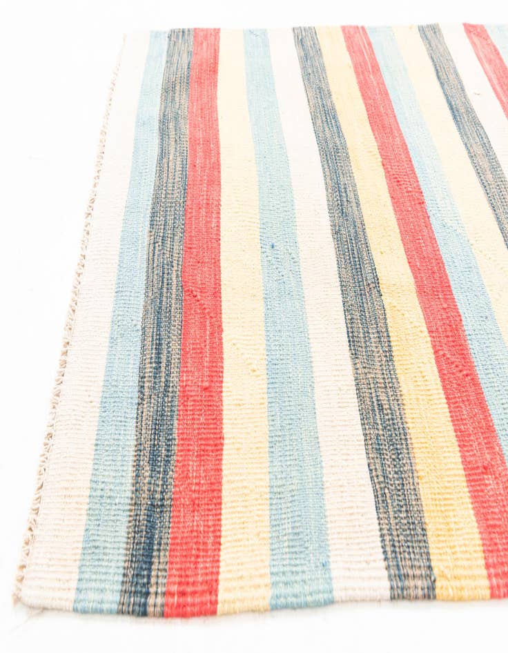 Detail image of 3' 2 x 6' 5  Hand Woven Kilim Maymana Wool Runner Rug