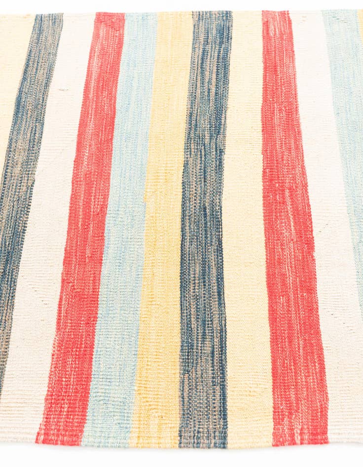 Detail image of 3' 2 x 6' 5  Hand Woven Kilim Maymana Wool Runner Rug