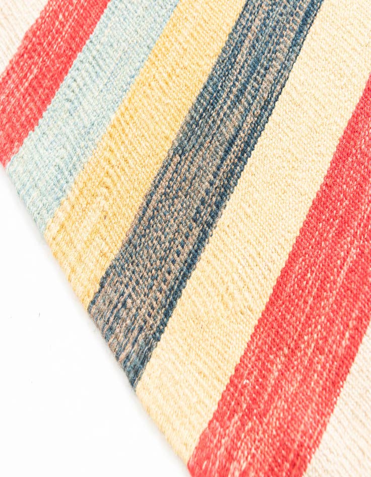 Detail image of 3' 2 x 6' 5  Hand Woven Kilim Maymana Wool Runner Rug