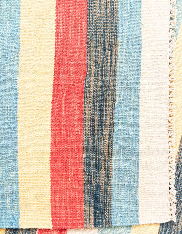 Detail image of 3' 2 x 6' 5  Hand Woven Kilim Maymana Wool Runner Rug