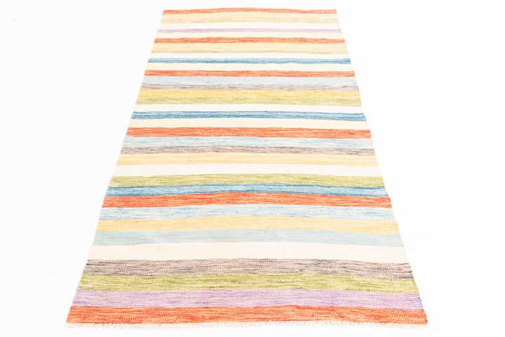 3' 2 x 6' 6 Hand Woven Kilim Maymana Wool Runner Rug