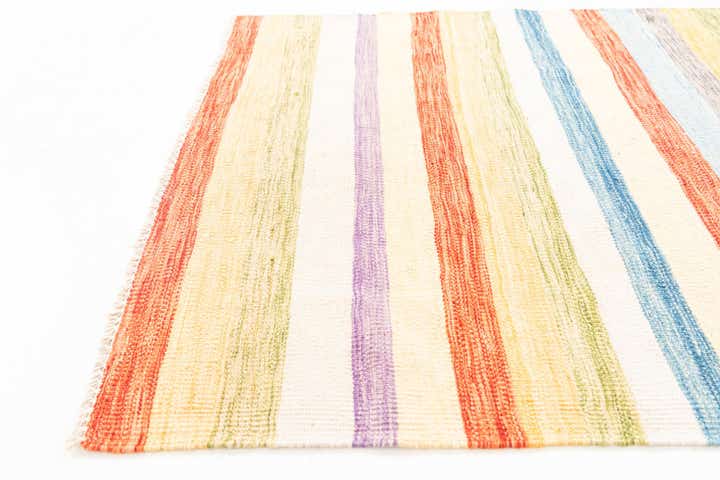 3' 2 x 6' 6 Hand Woven Kilim Maymana Wool Runner Rug