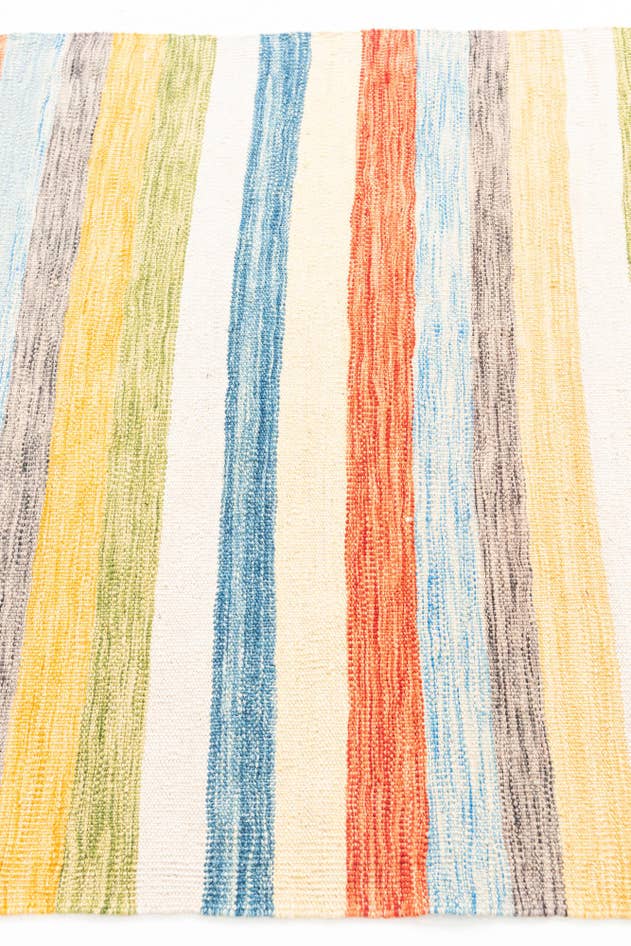 Detail image of 3' 2 x 6' 6 Hand Woven Kilim Maymana Wool Runner Rug