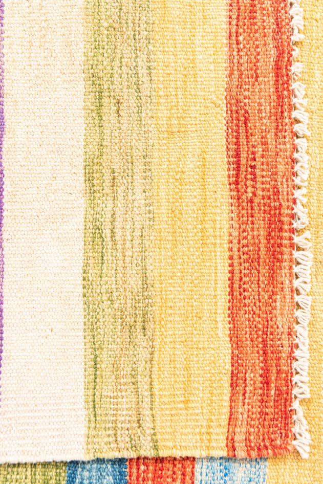 Detail image of 3' 2 x 6' 6 Hand Woven Kilim Maymana Wool Runner Rug