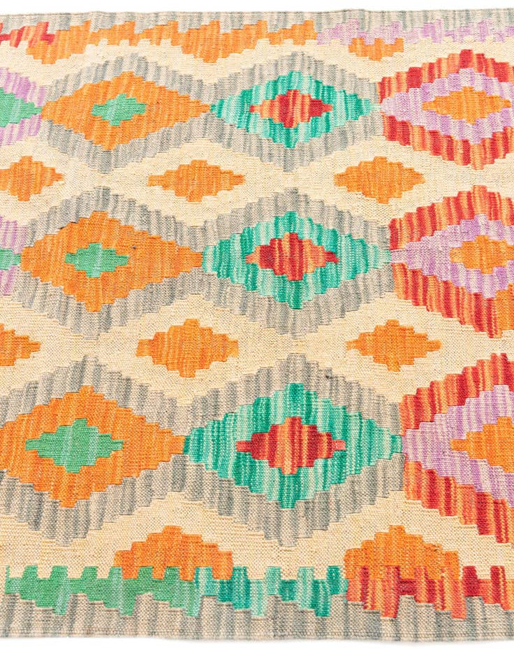 Detail image of 2' 10 x 9' 8  Hand Woven Kilim Maymana Wool Runner Rug